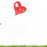 Pieza de arte callejero de Bansky, niña con globo en forma de corazón