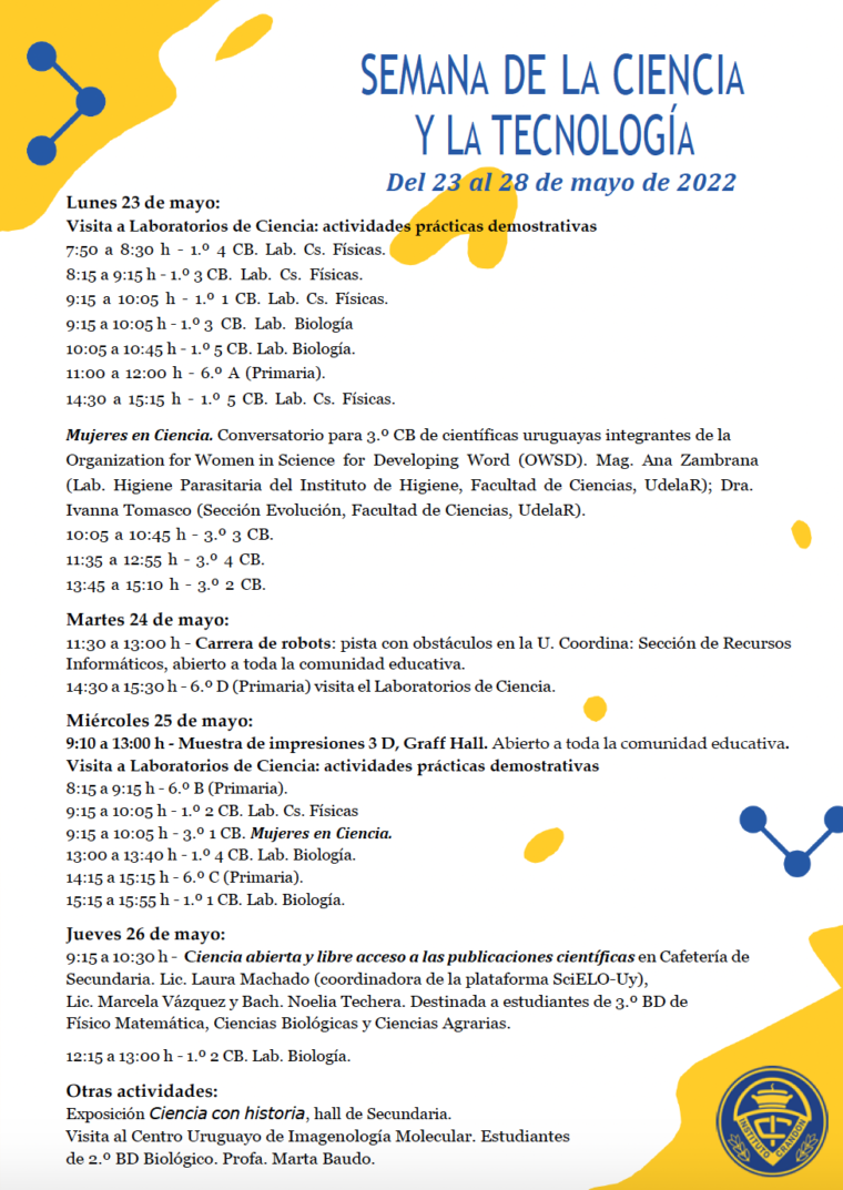 Semana de la Ciencia y la Tecnología: programa 2022 • Instituto Crandon ...
