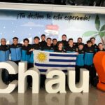 La delegación de waterpolo antes de partir