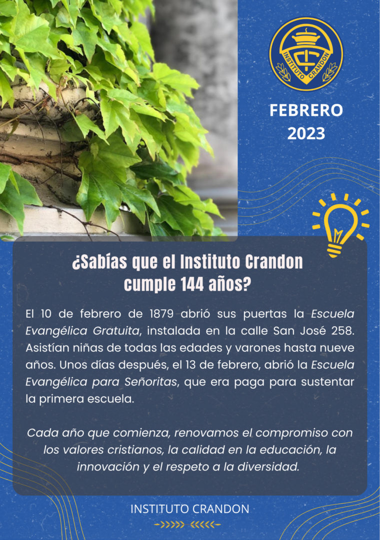 En 2023, el Instituto Crandon cumple 144 años • Instituto Crandon