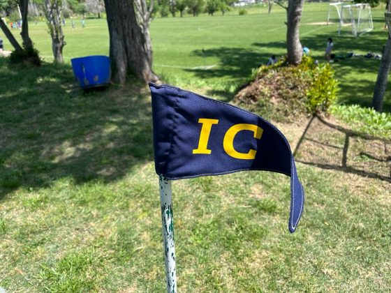 Banderín de Crandon en campo deportivo institucional